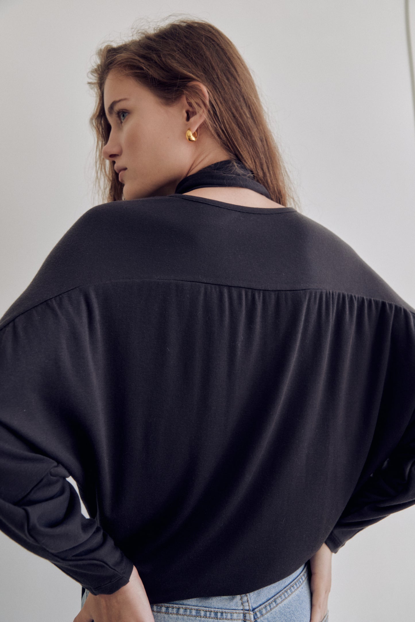 シャーリングトップ23_ダークグレー SHIRRING TOP23_DG