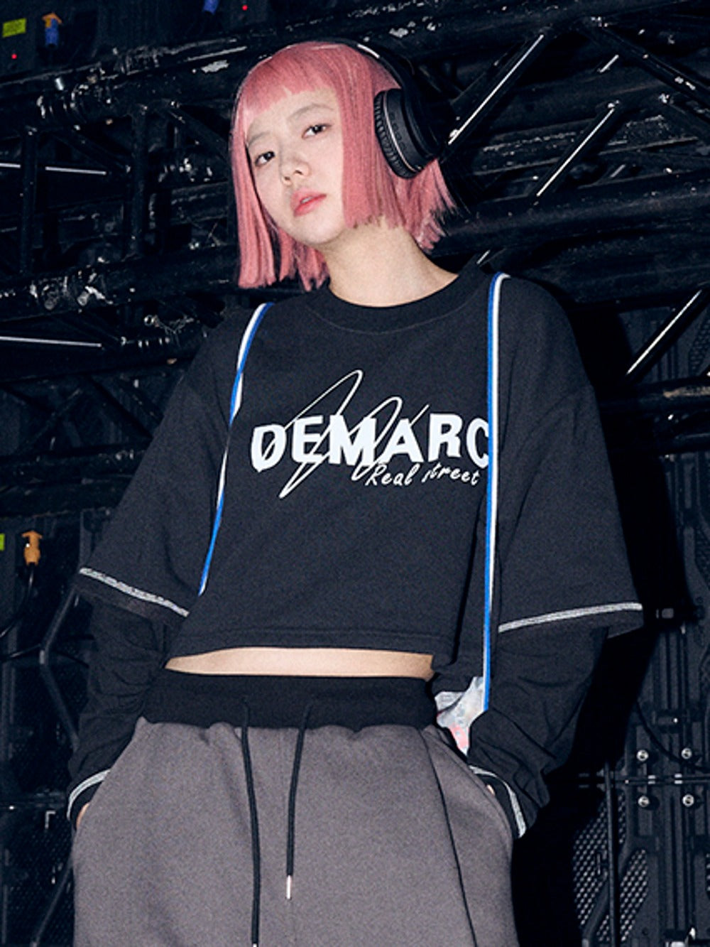 ダブルスリーブクロップドTシャツ カーキ