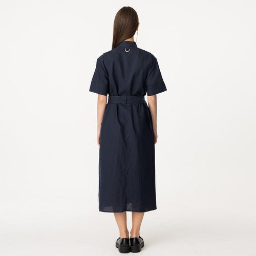 Action pleated string long dress jeans navy (wundergeist777) @SEOUL