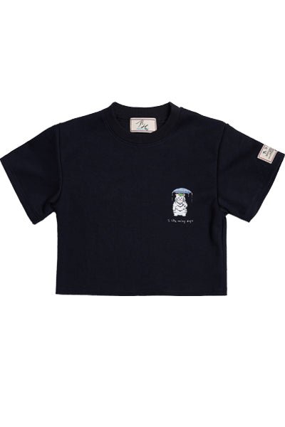 ah24 - 03cts nv / asiha rainy crop T-shirts アシハ 傘を持っている太ったホワイトタイガー クロップドTシャツ Navy15% (AsiHa) @SEOUL