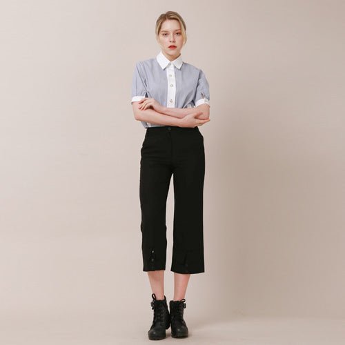 Cardigan short sleeve blouse striped (wundergeist777) @SEOUL