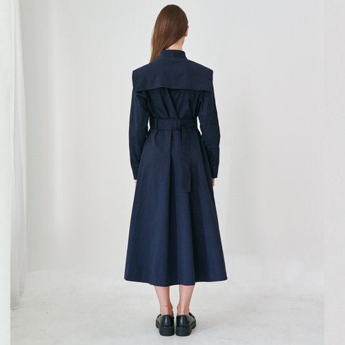 Cavalier flare shirt long dress navy (wundergeist777) @SEOUL