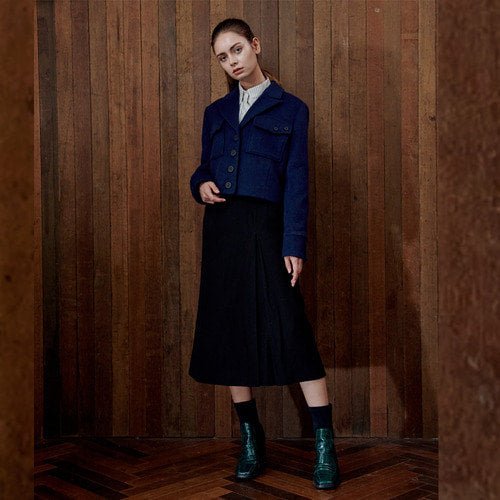 Cropped Wool Blazer Blue Navy (wundergeist777) @SEOUL