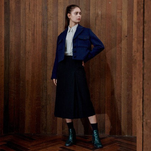 Cropped Wool Blazer Blue Navy (wundergeist777) @SEOUL