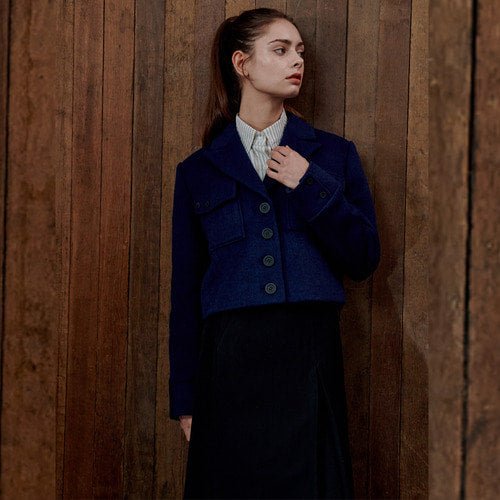 Cropped Wool Blazer Blue Navy (wundergeist777) @SEOUL