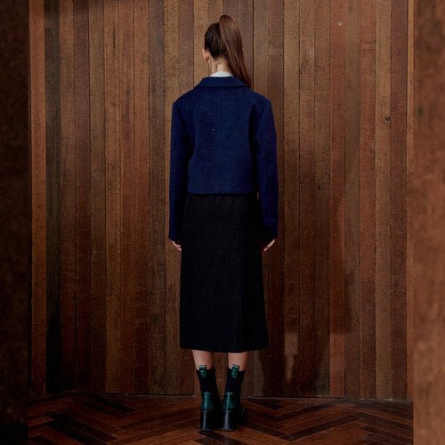 Cropped Wool Blazer Blue Navy (wundergeist777) @SEOUL