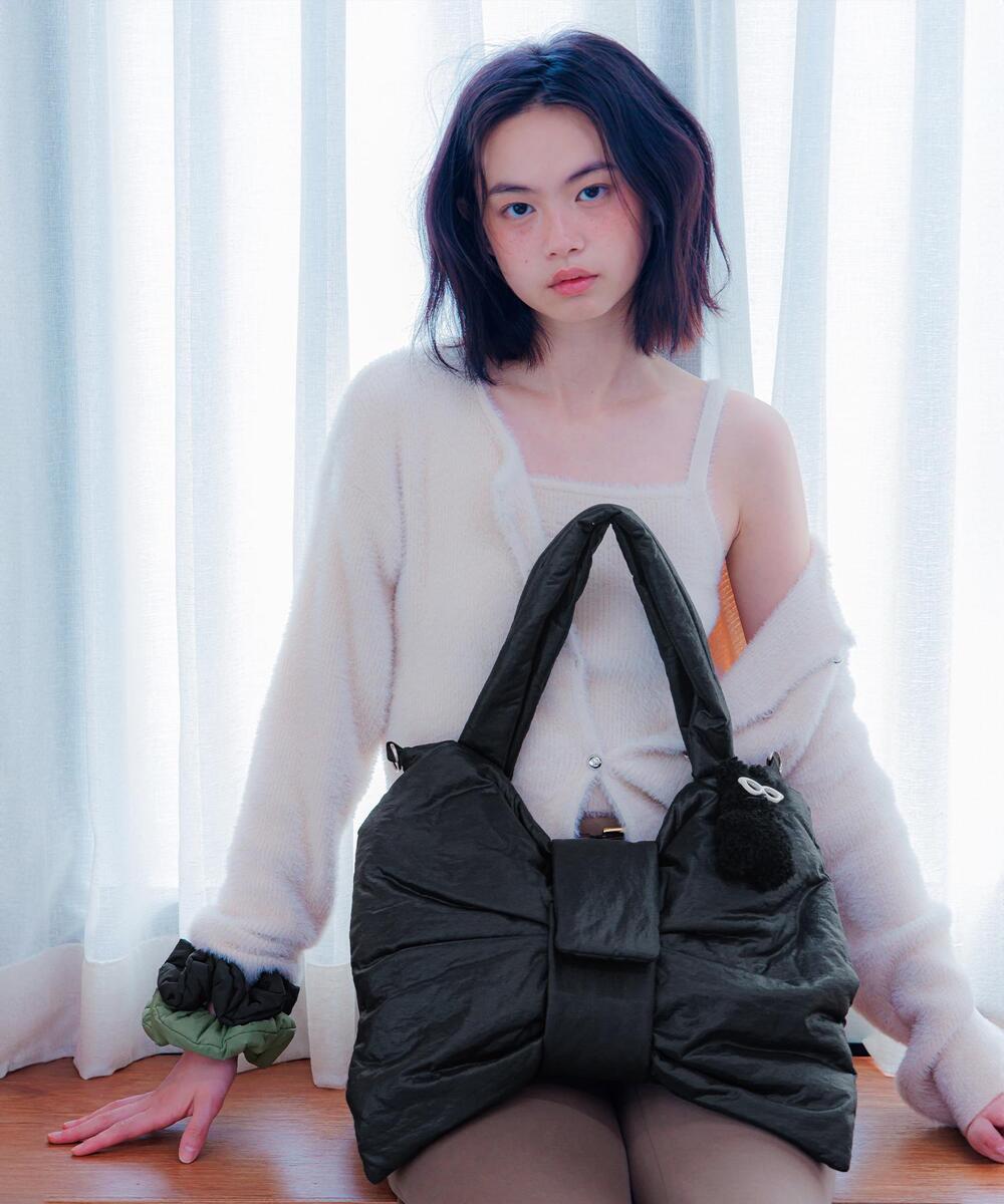 Dewy ribbon Bag Black (Limelike) @SEOUL