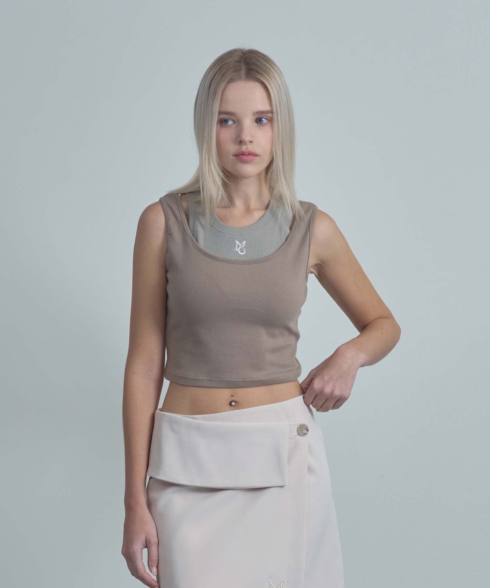 Double sleeveless top beige (moiremoa) @SEOUL