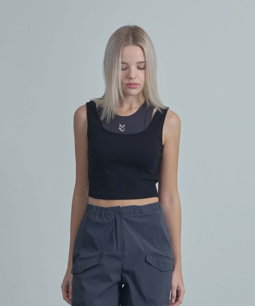 Double sleeveless top Black (moiremoa) @SEOUL