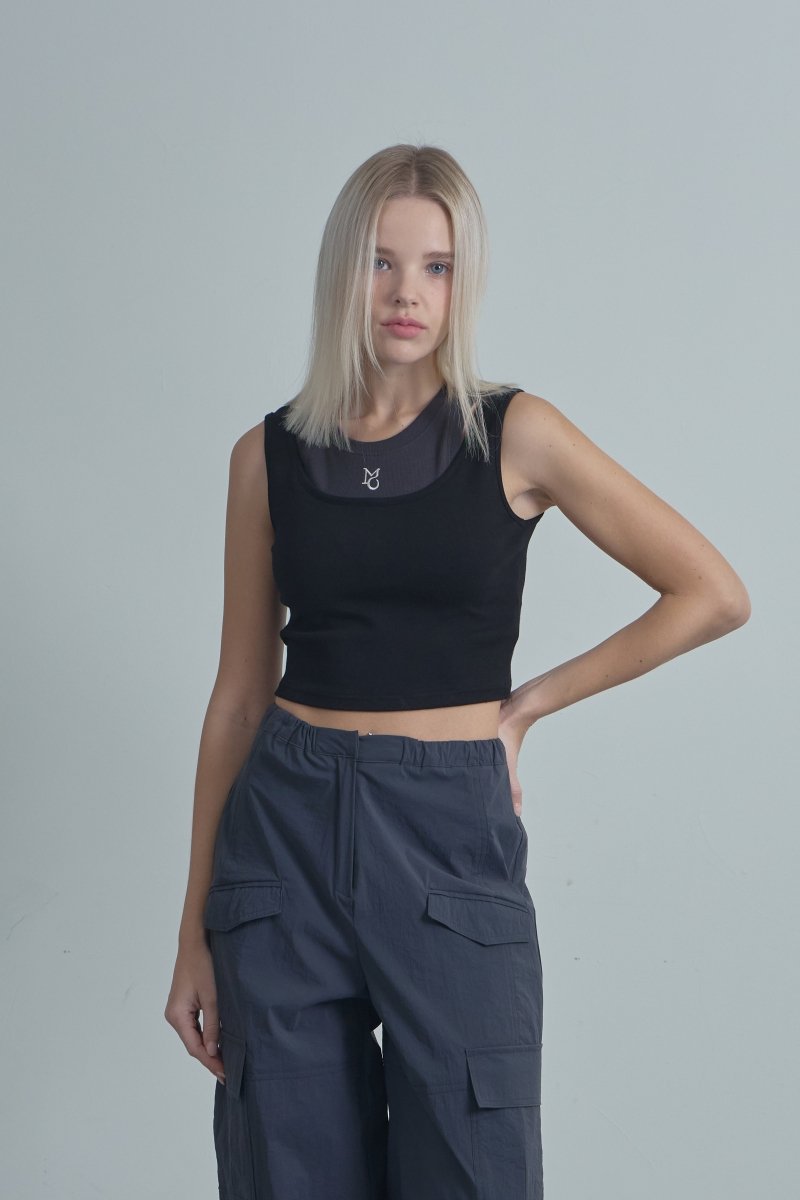 Double sleeveless top Black (moiremoa) @SEOUL