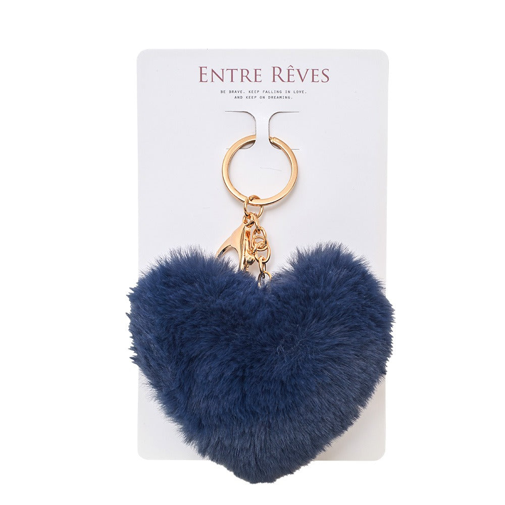 HEART FUR KEYRING NAVY
