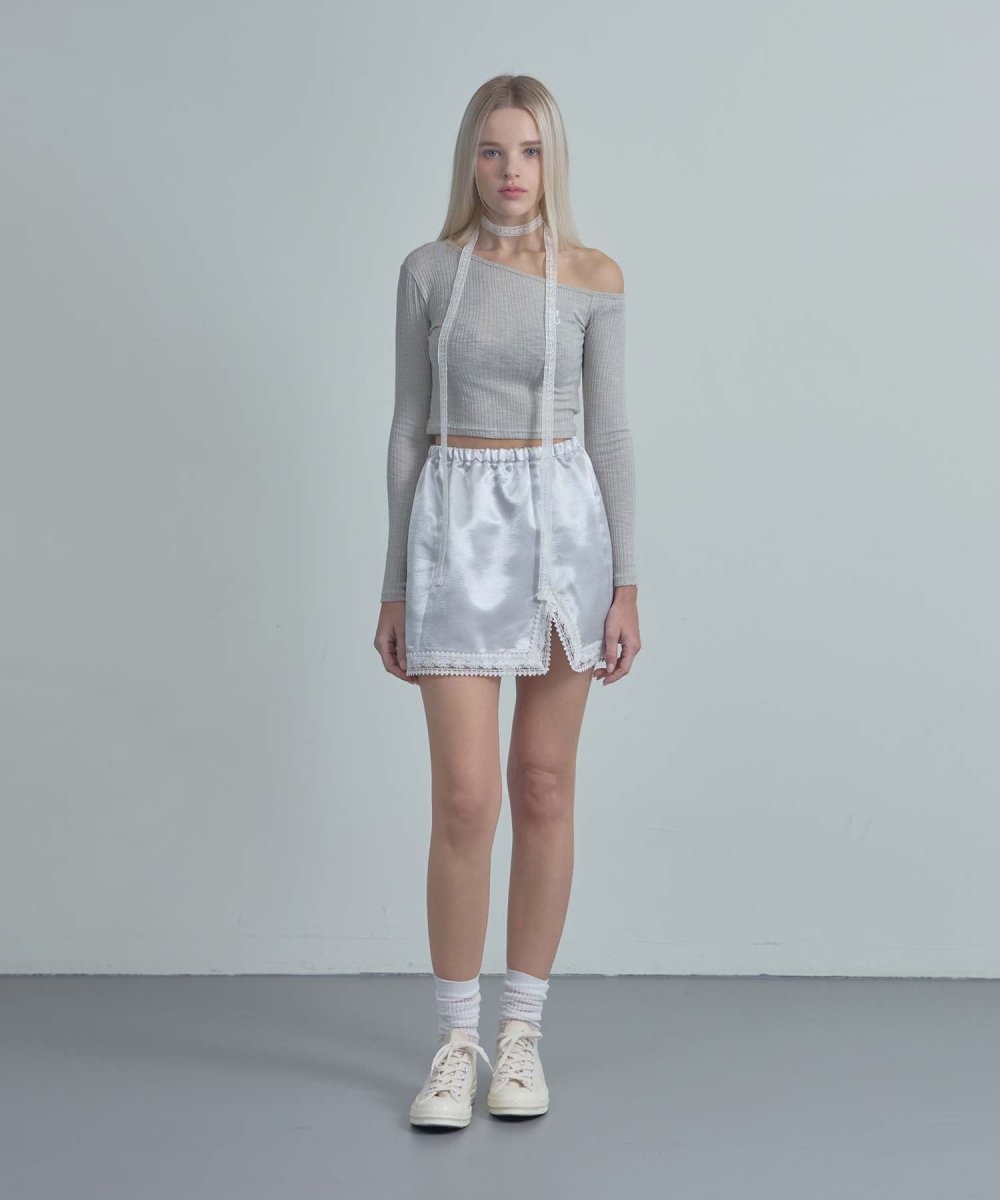 Glossy Lace Skirt Silver (moiremoa) @SEOUL