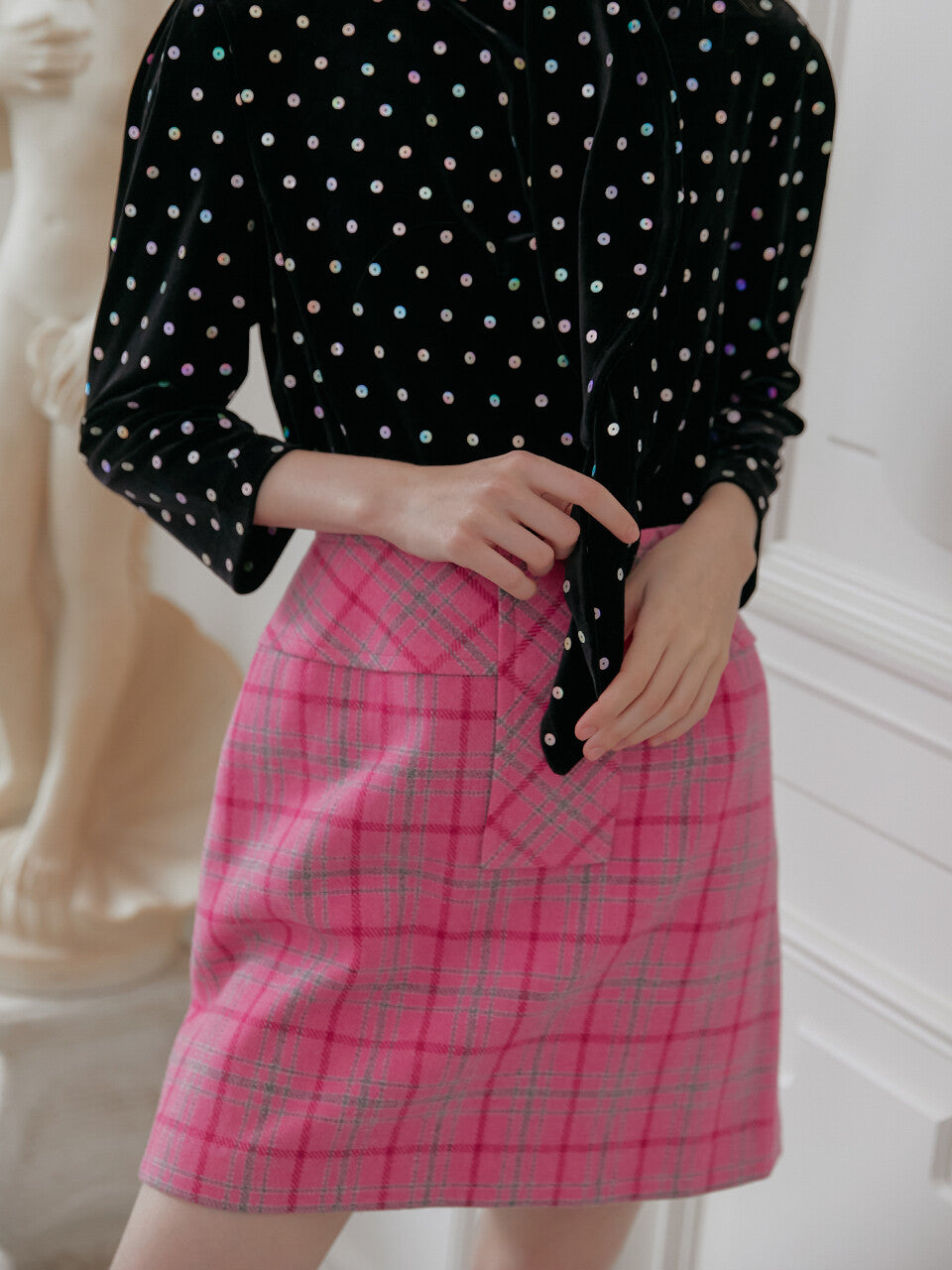 Pink Wool Skirt 핑크 울 스커트