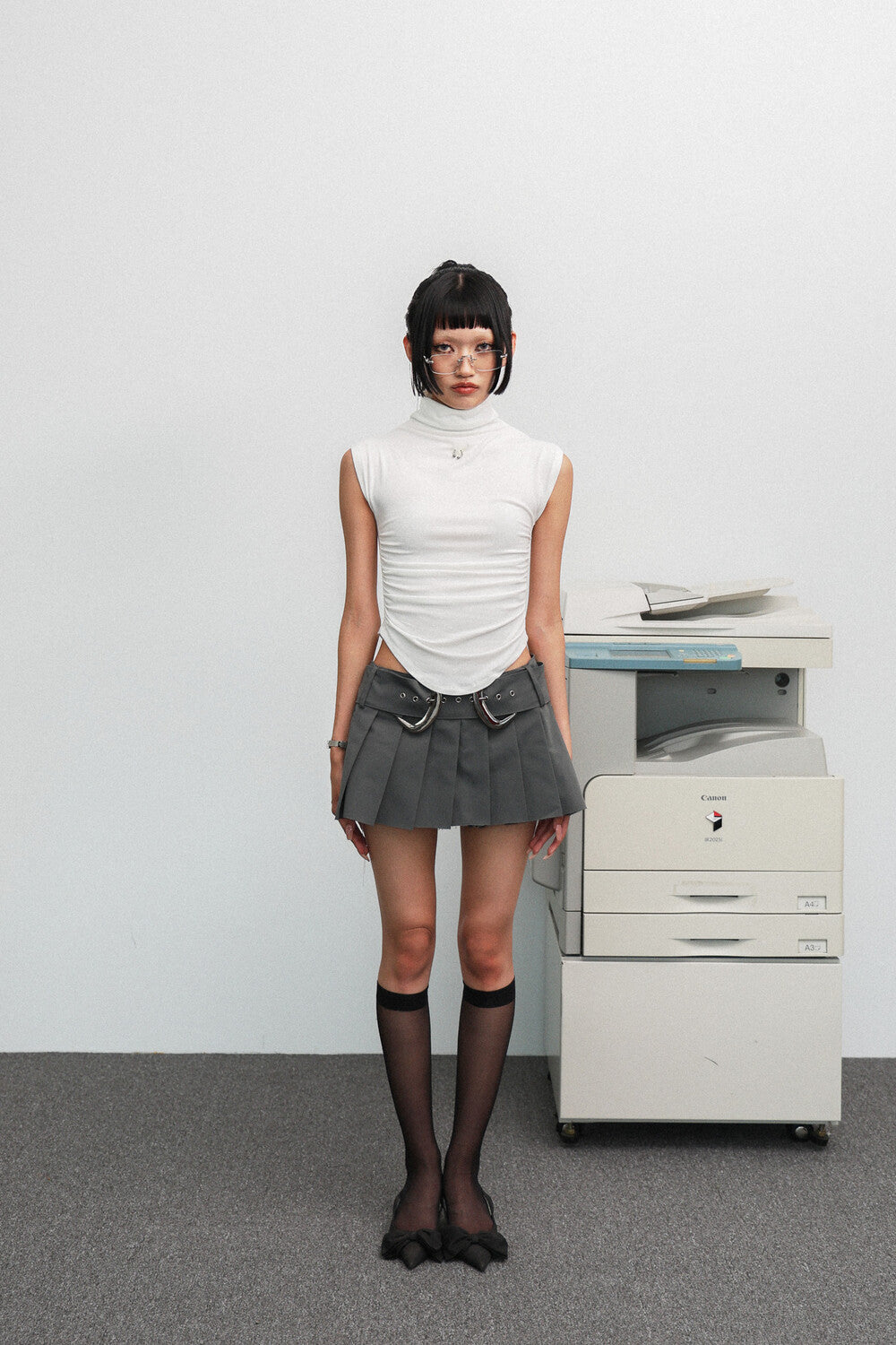 シャーリング PIERCING TEE - ホワイト