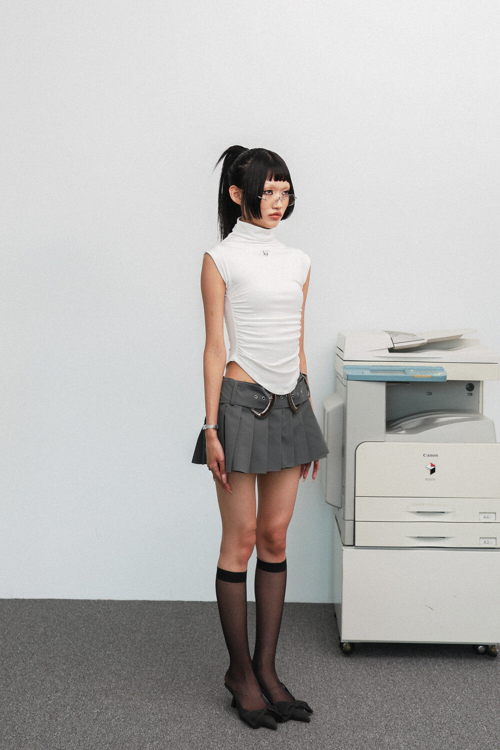 シャーリング PIERCING TEE - ホワイト