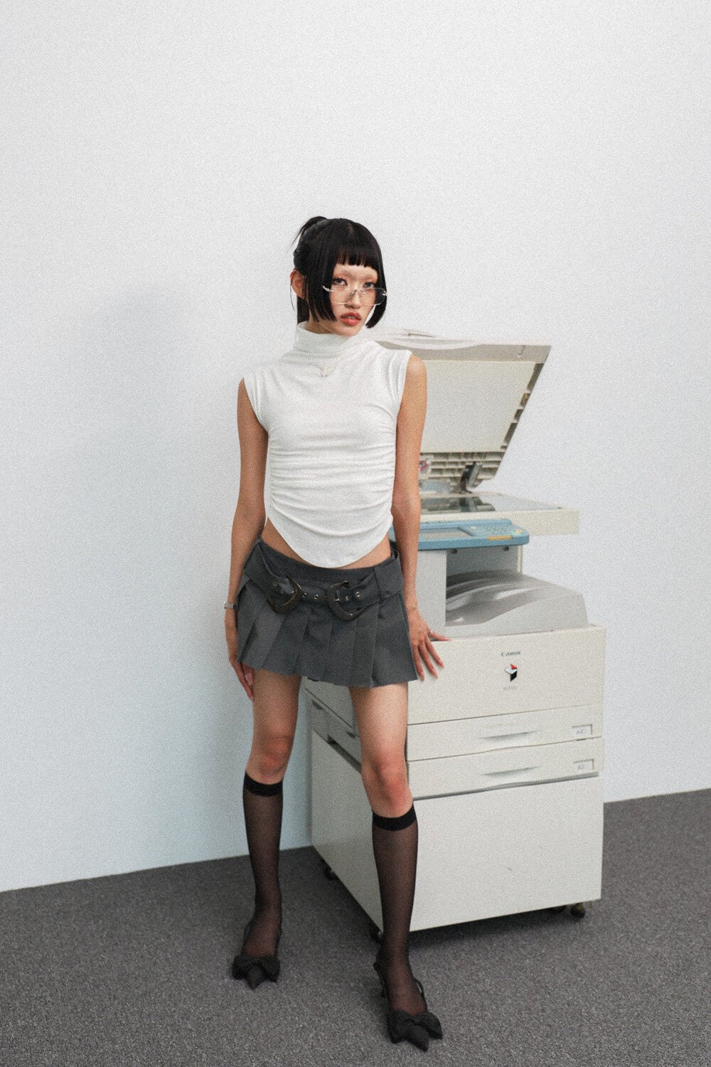シャーリング PIERCING TEE - ホワイト