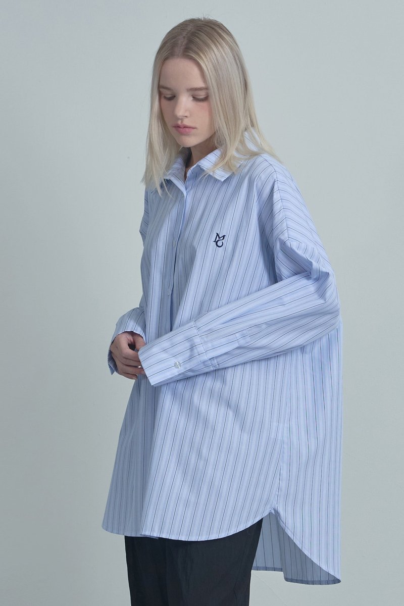 Logo Stripe Over Shirt Blue (moiremoa) @SEOUL
