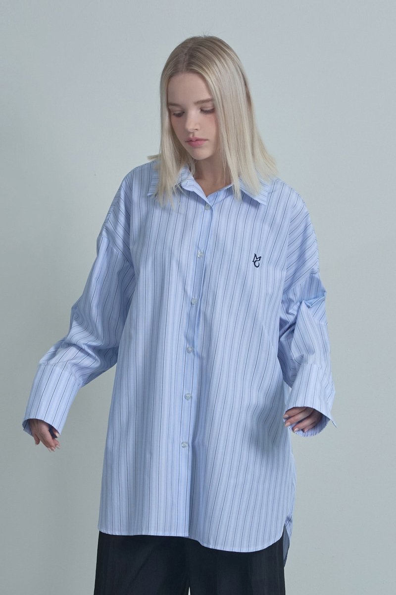 Logo Stripe Over Shirt Blue (moiremoa) @SEOUL