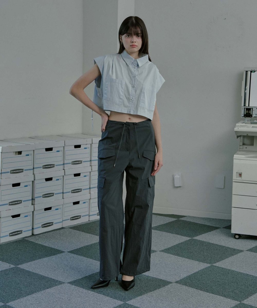 MO layer nylon cargo pants Charcoal (moiremoa) @SEOUL