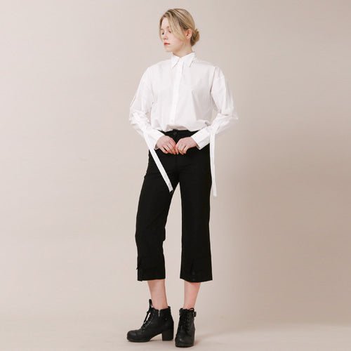 Overfit wing collar balloon sleeve strap blouse white ivory (wundergeist777) @SEOUL