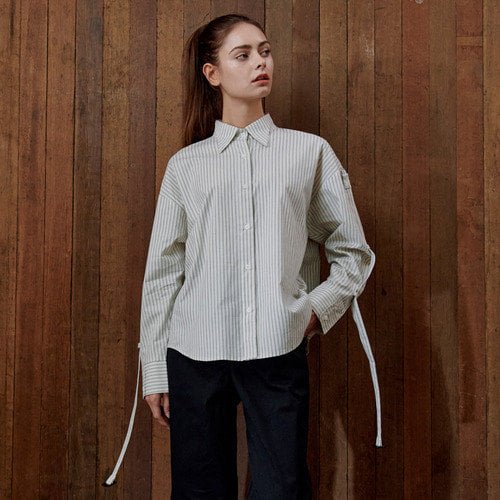 Overfit wing collar strap blouse stripe (wundergeist777) @SEOUL