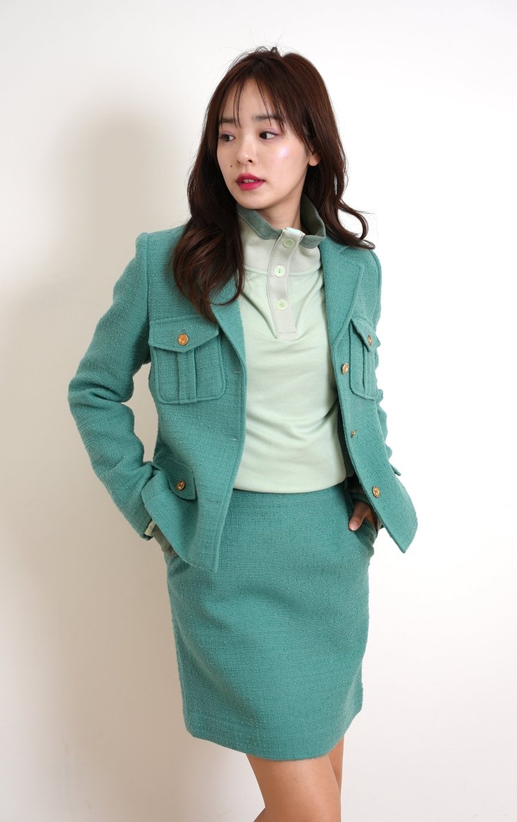 ウールツイードポケット付きシングルジャケット_ポーセレングリーン(PORCELAIN GREEN) (FREAKS BY KIMTAEHOON) @SEOUL