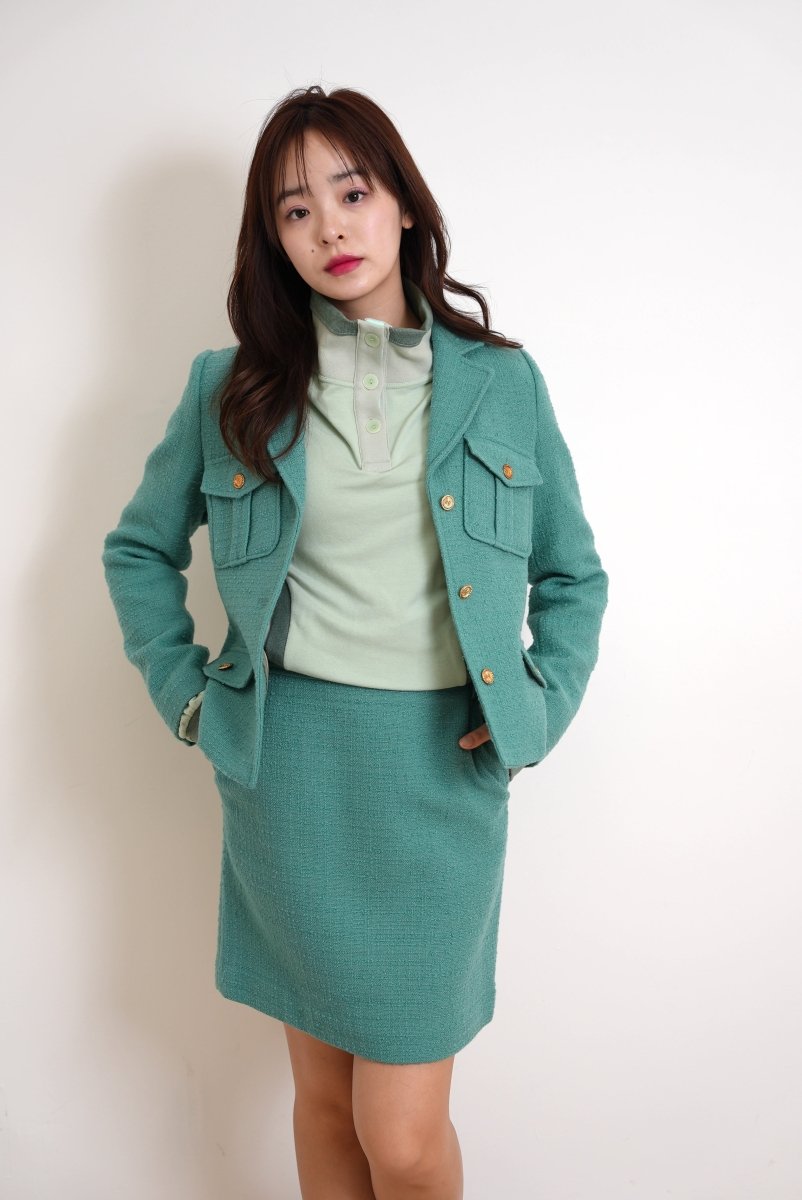 ウールツイードポケット付きシングルジャケット_ポーセレングリーン(PORCELAIN GREEN) (FREAKS BY KIMTAEHOON) @SEOUL