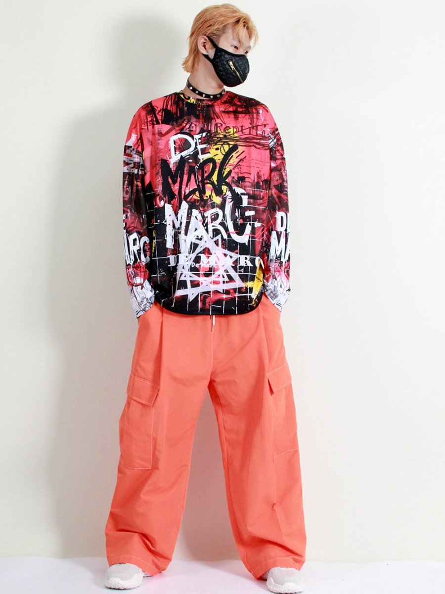 サイドプリーツカーゴポケットパラシュートパンツ(ホワイト) (Demarc) @SEOUL