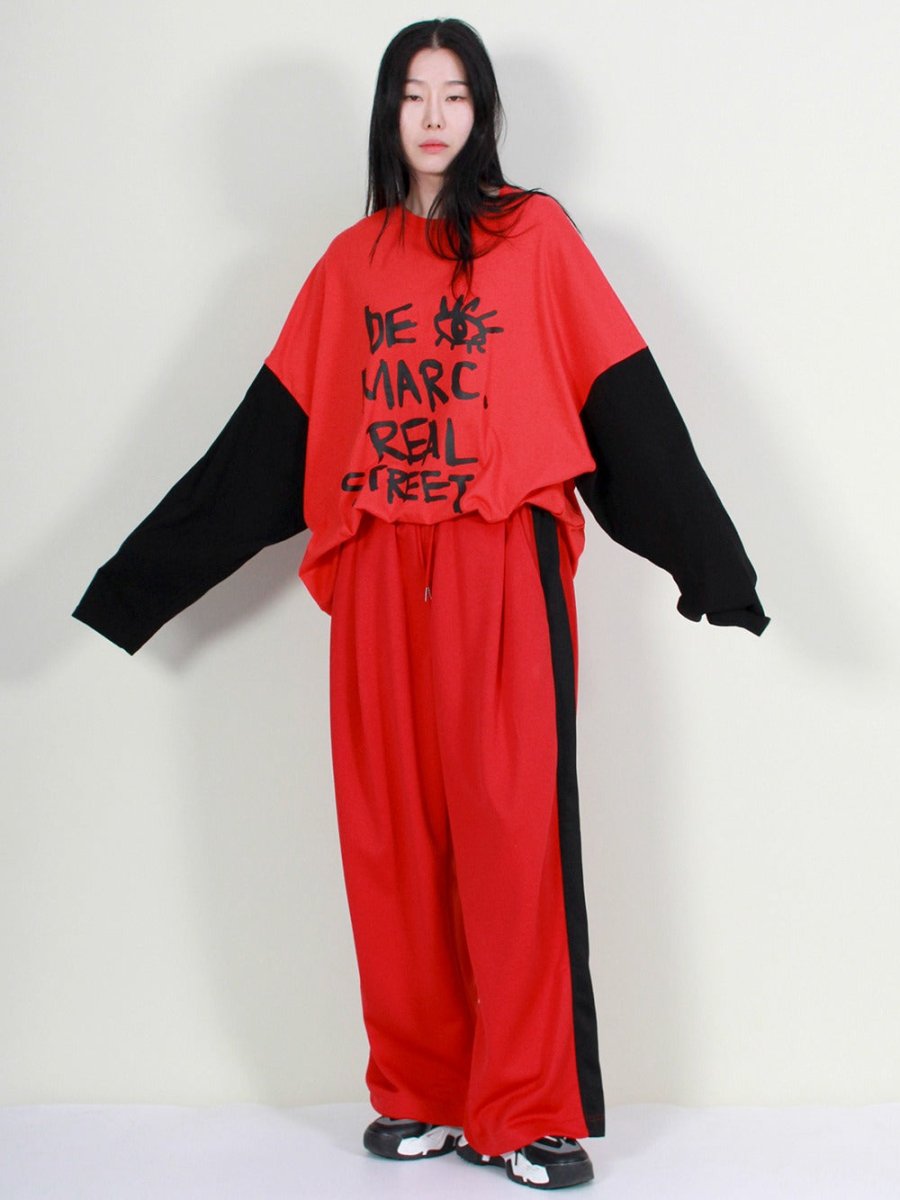 リアルワイドサイドライントラックパンツ レッド (Demarc) @SEOUL