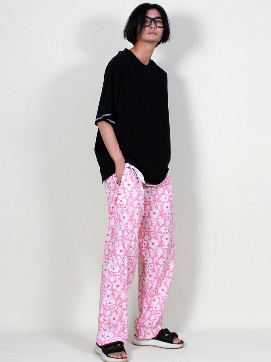 フラワー セミワイド ワンタックパンツ ホットレッド (Demarc) @SEOUL