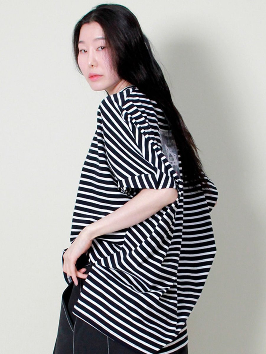 ゆったりとしたフレンチ半袖ストライプ (Demarc) @SEOUL