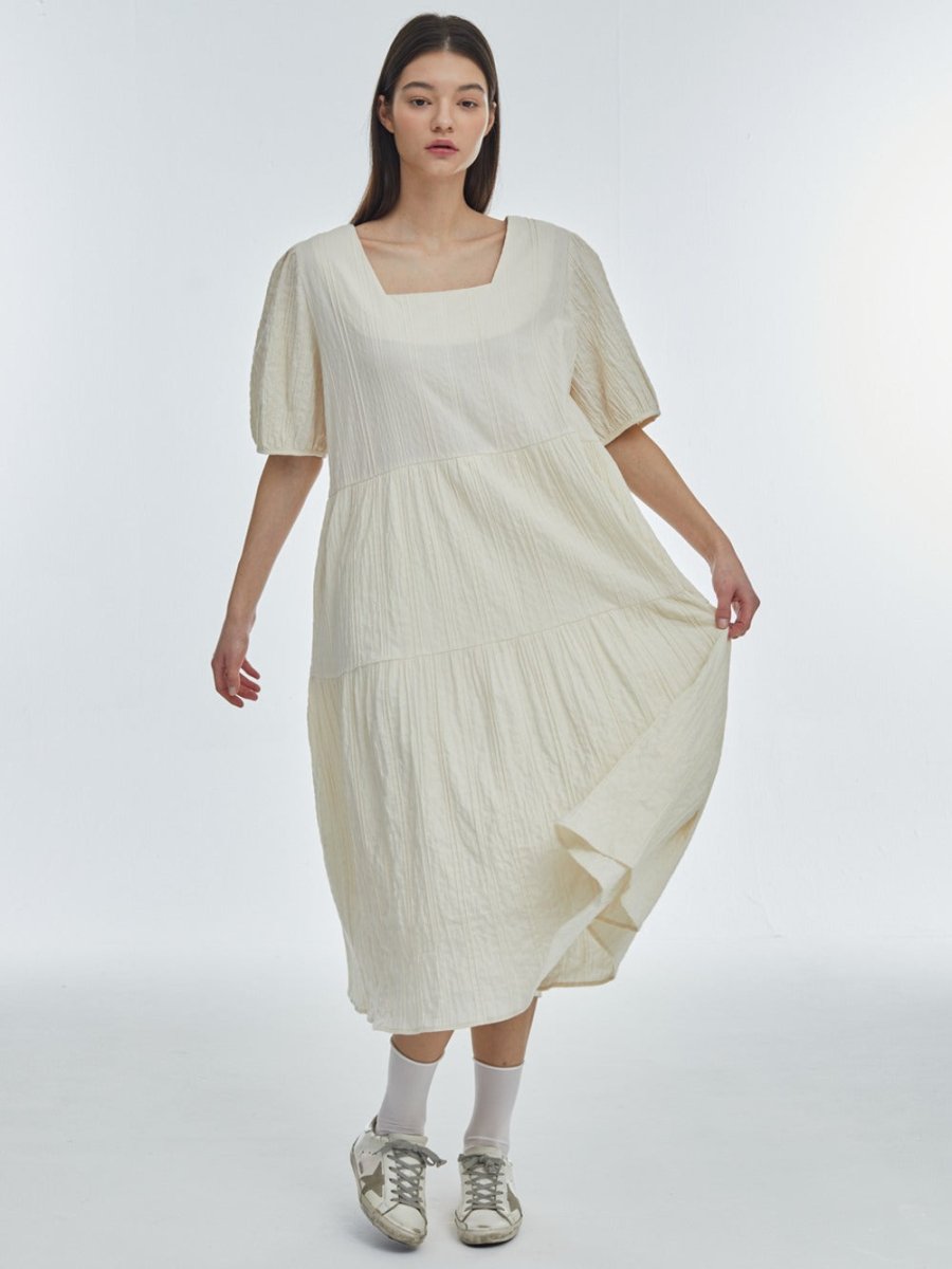 スクエアネックロングワンピース(アイボリー) (MANAVIS7) @SEOUL