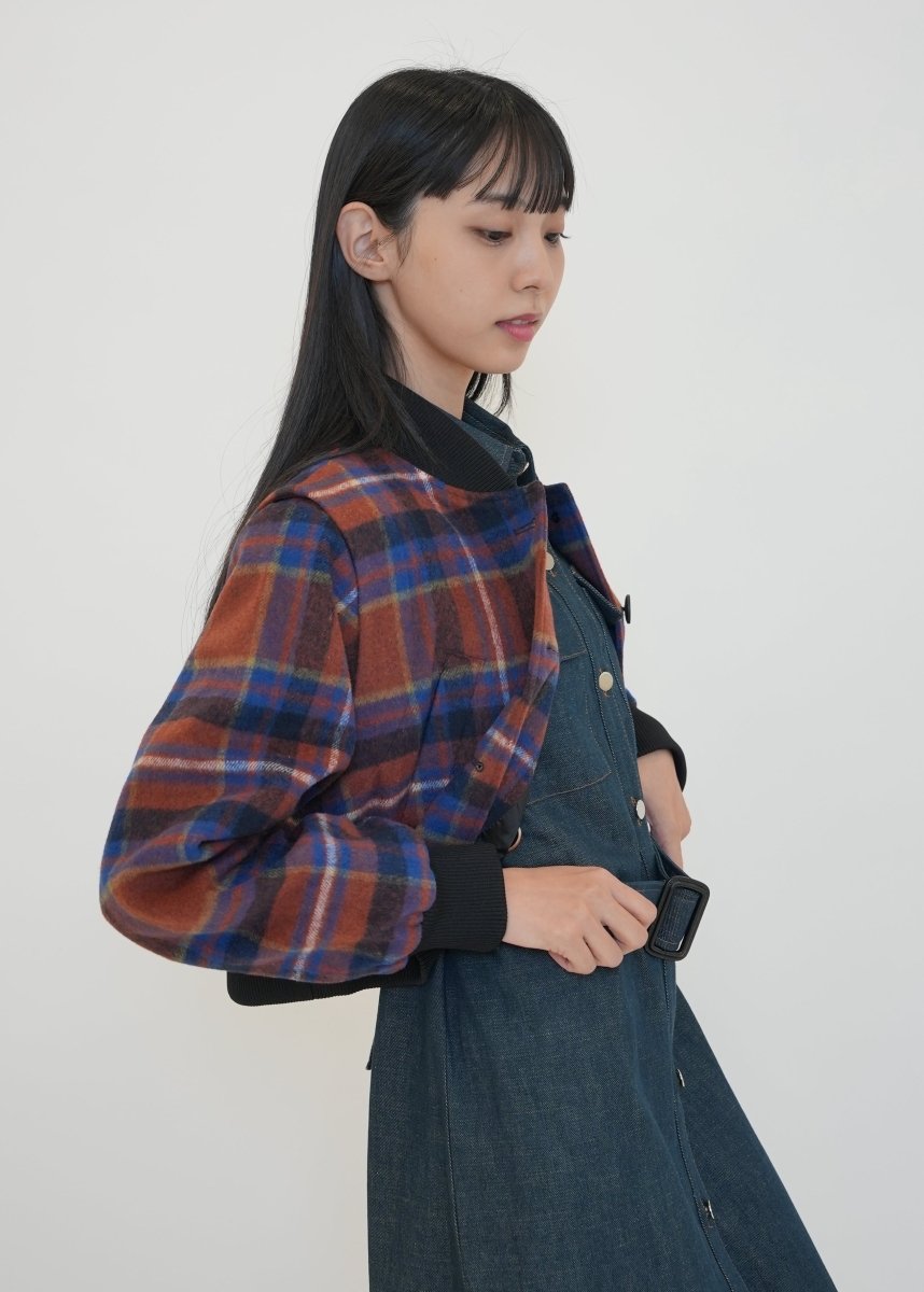 ウールチェックアクションプリーツクロップドジャンパー (wundergeist) @SEOUL