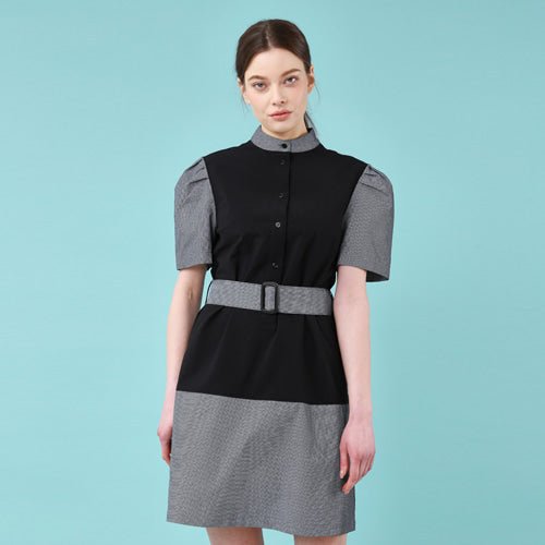Puff short sleeve sleeve dress (black) (wundergeist777) @SEOUL
