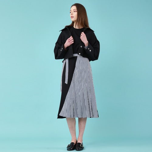 Puff sleeve crop black and blue denim jumper (wundergeist777) @SEOUL