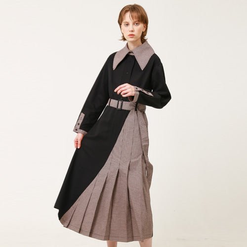 Puritan collar (cape collar) unbalanced long dress black (wundergeist777) @SEOUL