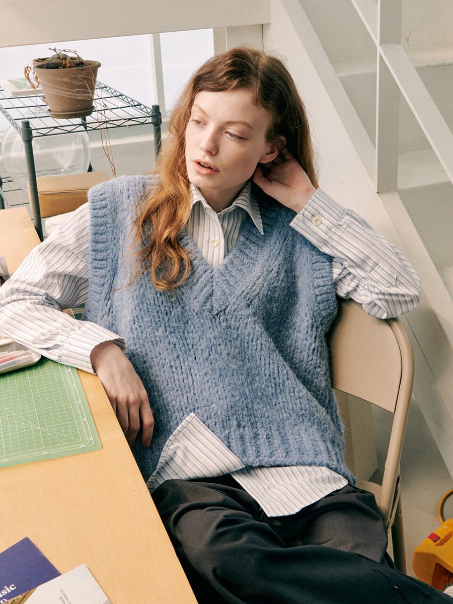 (REFURB) Cotton Candy Wool Knit Vest_Blue (ganisong) @SEOUL