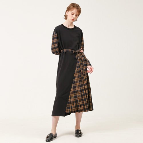 Unbalanced long dress (yellow check) (wundergeist777) @SEOUL