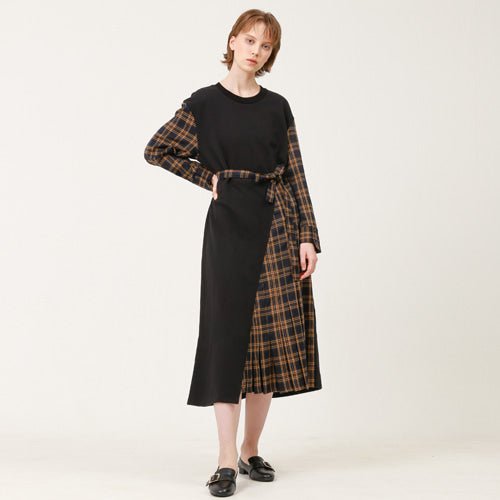 Unbalanced long dress (yellow check) (wundergeist777) @SEOUL