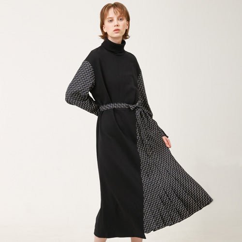 Unbalanced turtleneck long dress black (wundergeist777) @SEOUL