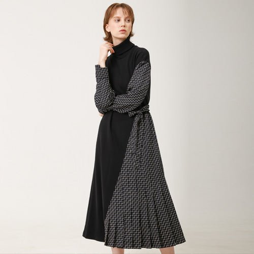 Unbalanced turtleneck long dress black (wundergeist777) @SEOUL