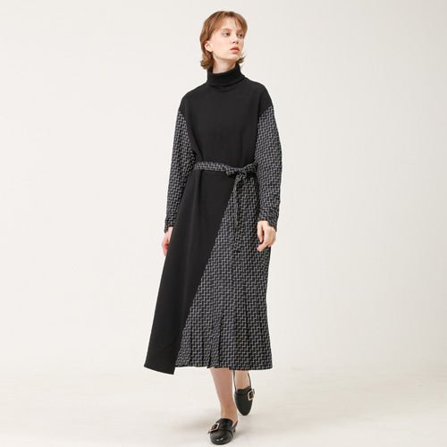 Unbalanced turtleneck long dress black (wundergeist777) @SEOUL
