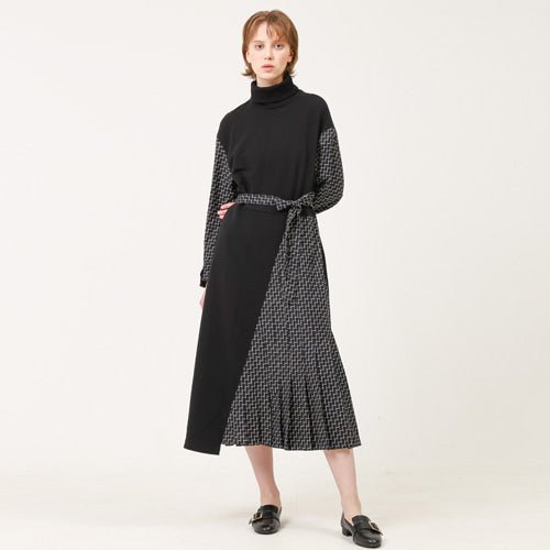 Unbalanced turtleneck long dress black (wundergeist777) @SEOUL