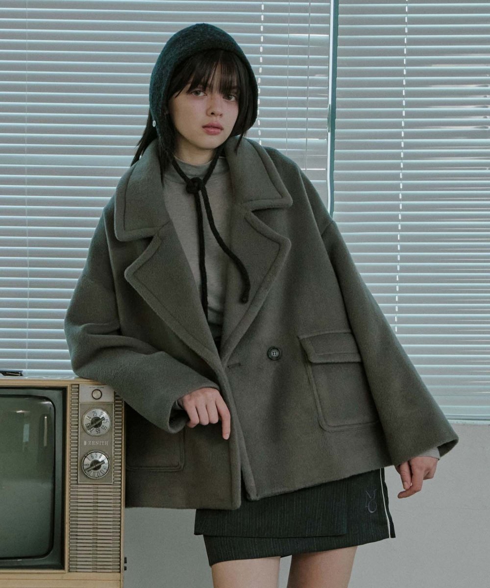 Wool 90 lapel Half Coat Moca Gray (moiremoa) @SEOUL