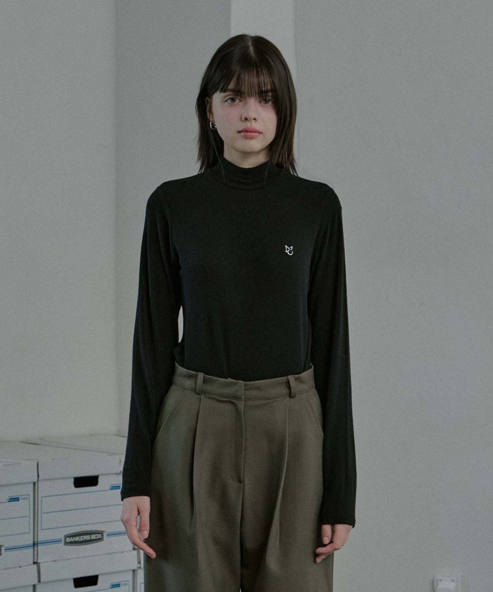 wool basic turtleneck top black (moiremoa) @SEOUL