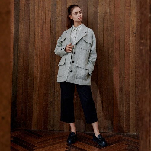 Wool outer pocket half coat gray (wundergeist777) @SEOUL