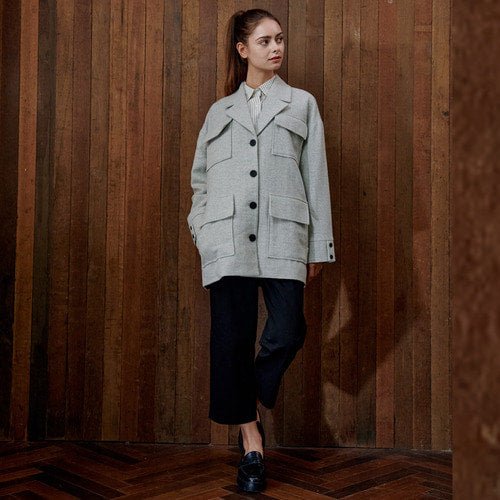 Wool outer pocket half coat gray (wundergeist777) @SEOUL