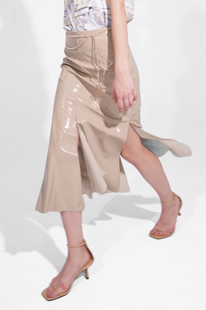グロシスカート_ベージュ GLOSSY SKIRT_BEIGE - @SEOUL