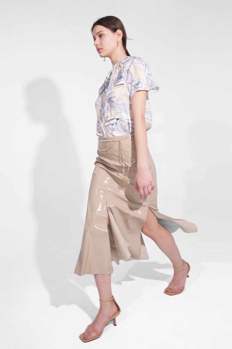 グロシスカート_ベージュ GLOSSY SKIRT_BEIGE - @SEOUL