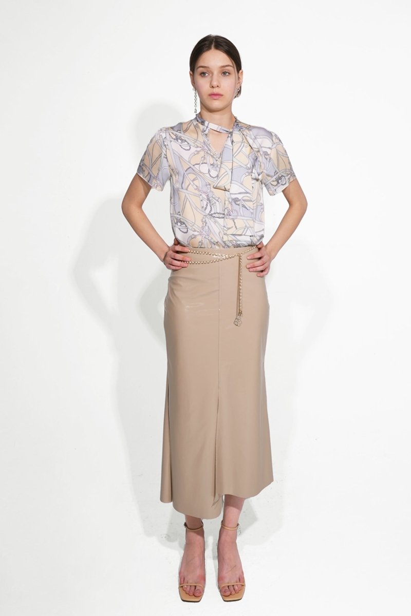 グロシスカート_ベージュ GLOSSY SKIRT_BEIGE - @SEOUL